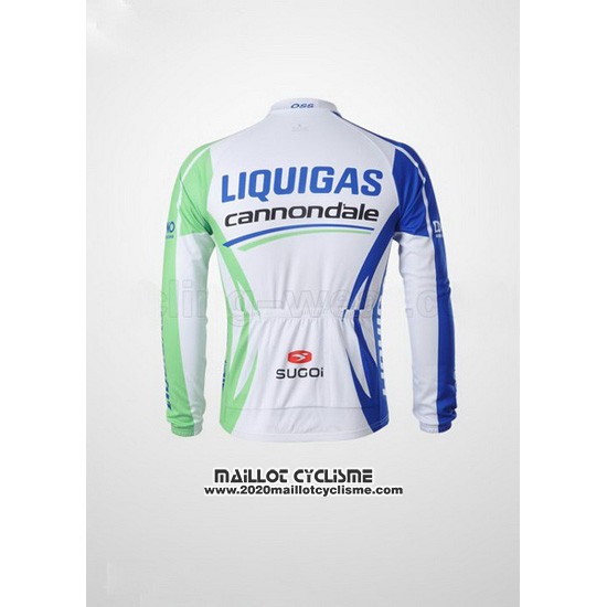 2011 Maillot Ciclismo Liquigas Cannondale Blanc et Vert Manches Longues et Cuissard